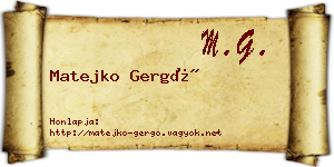 Matejko Gergő névjegykártya